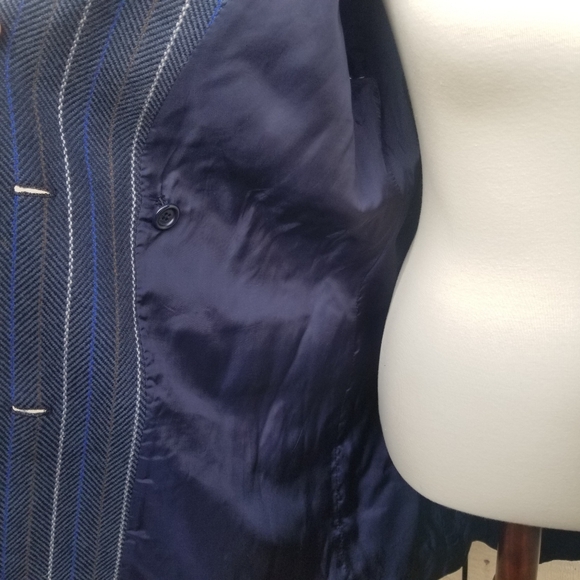 Vintage Missoni Donna Blue Pinstripe Double Breasted Wool Coat - Picture 9 of 9